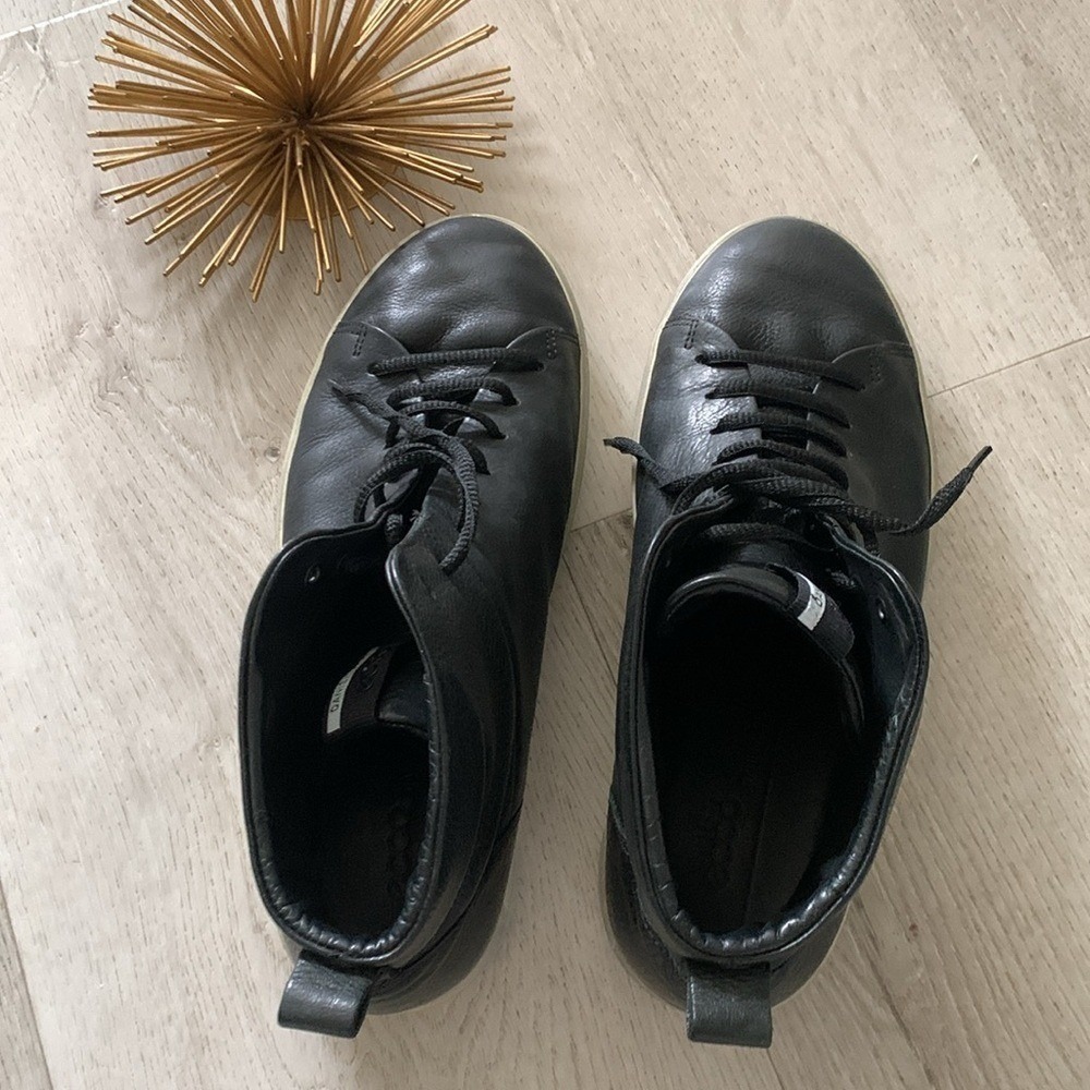 Men's Black Ecco  Danish design Leather Lace Up Sneaker‎ Boot size 43 - Picture 8 of 11